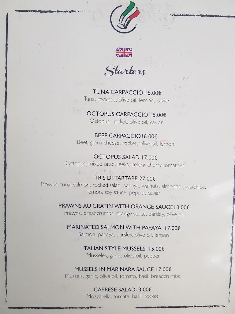 Ristorante Desiderio — Carta