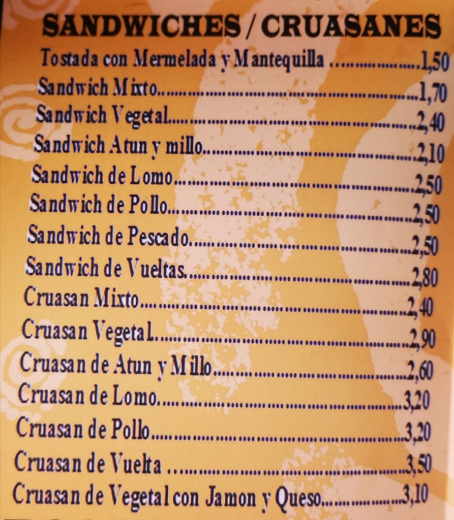 El Fotingo Cafeteria Bar — Carta