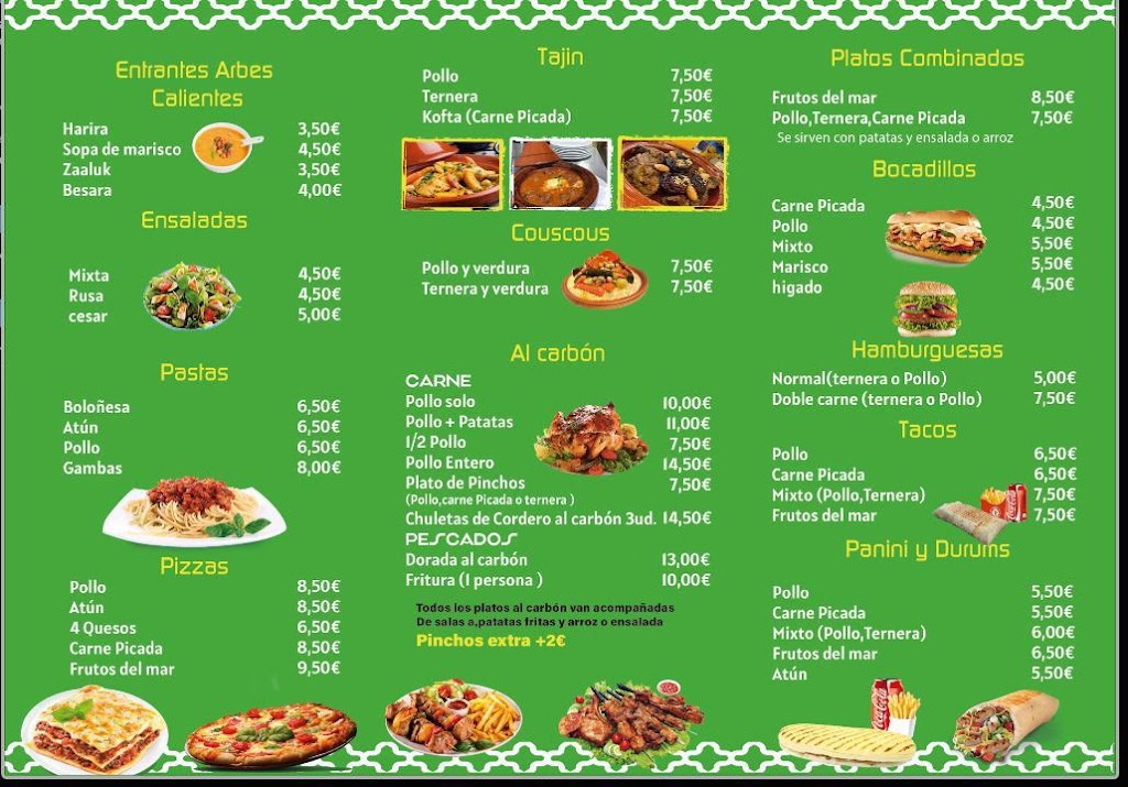 Restaurante Tanger — Carta