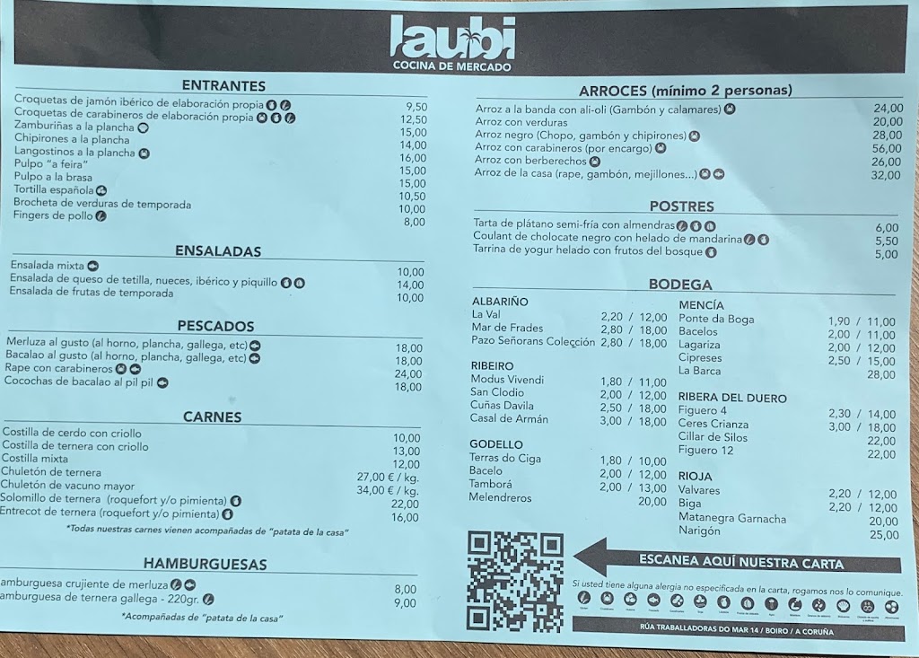 Restaurante - La Ubi - Boiro — Carta