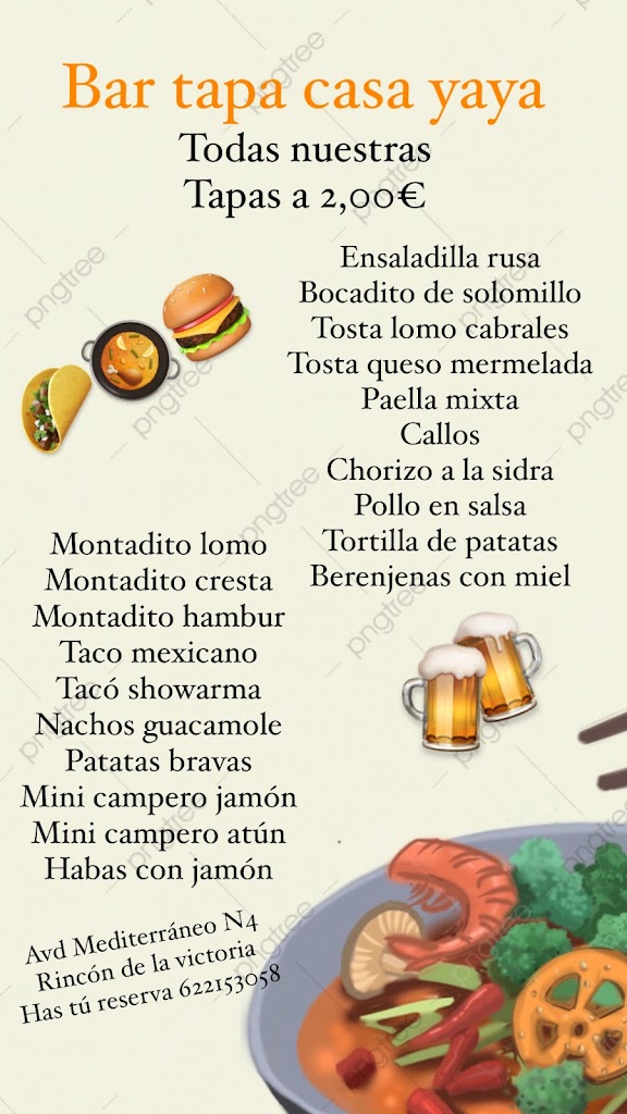 Bar tapas casa yaya — Carta