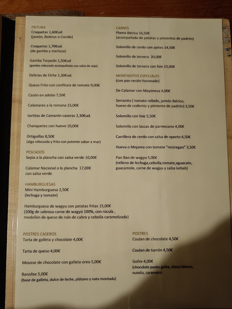 Restaurante + Que Tapas — Carta