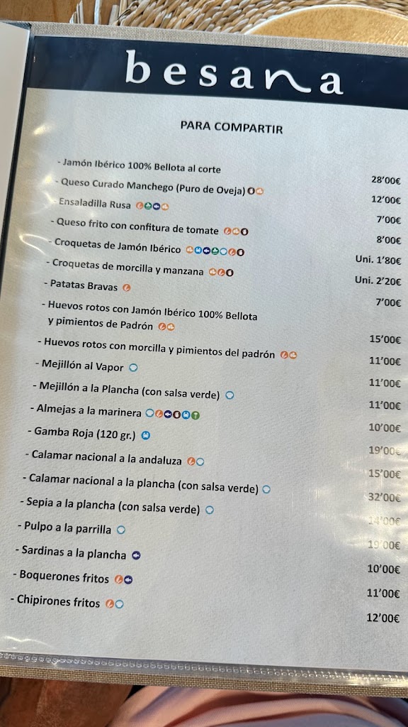Besana Restaurante — Carta