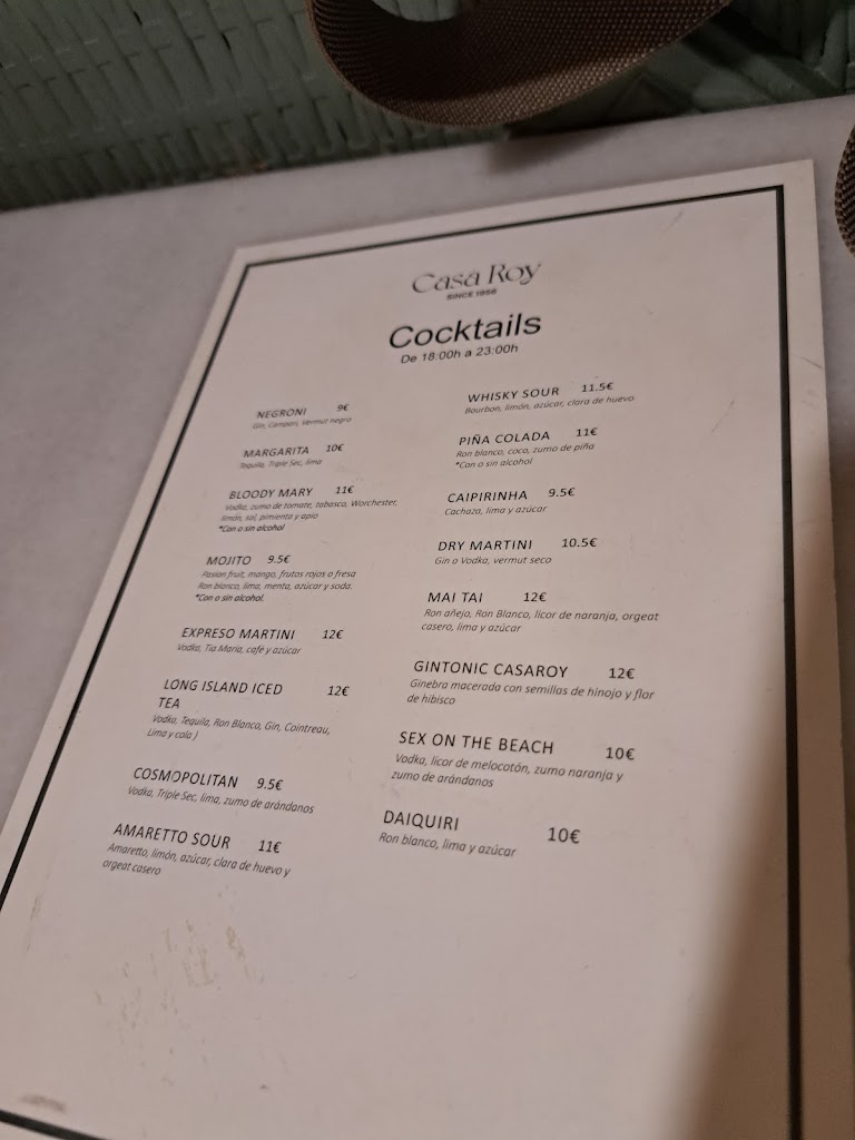 Casa Roy Sitges — Carta