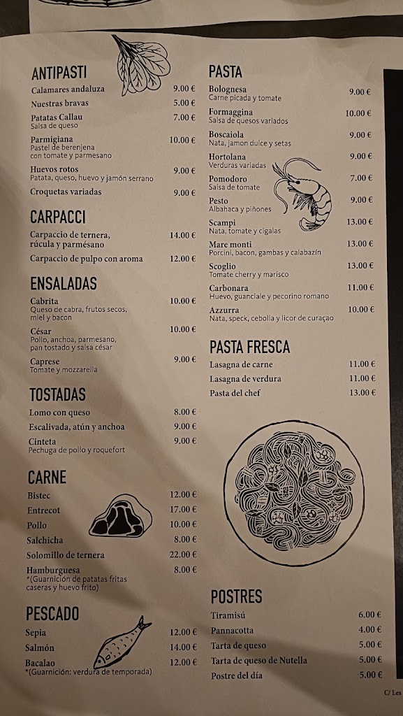 La dolce Vita Club Deportivo Johnny Montanes — Carta