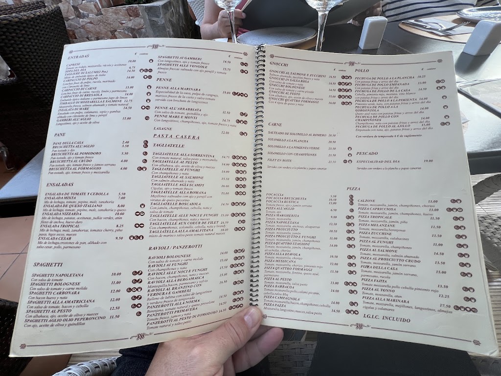 Restaurante Pasta y Vino — Carta