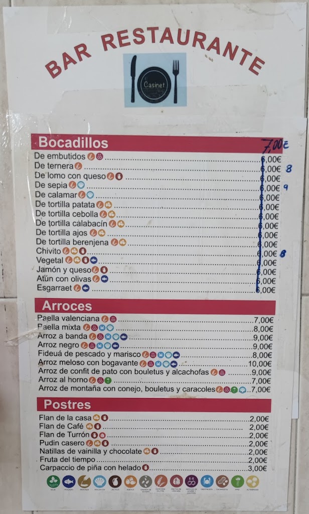 El Casinet — Carta
