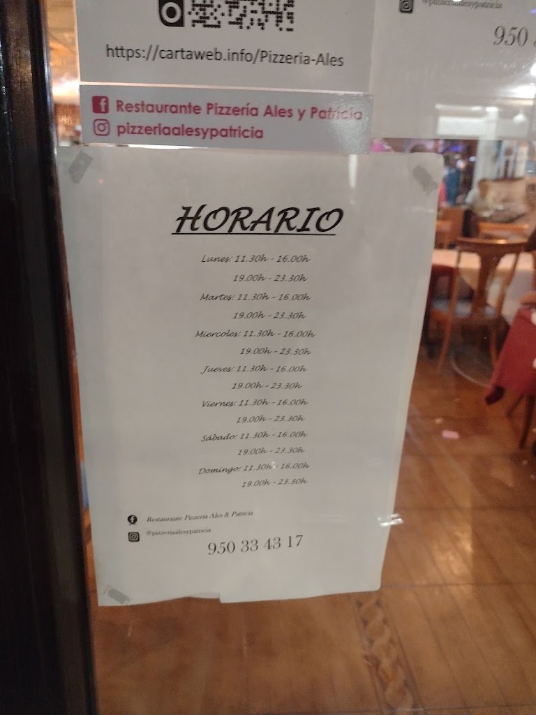 Restaurante Pizzeria Ales&Patricia — Carta