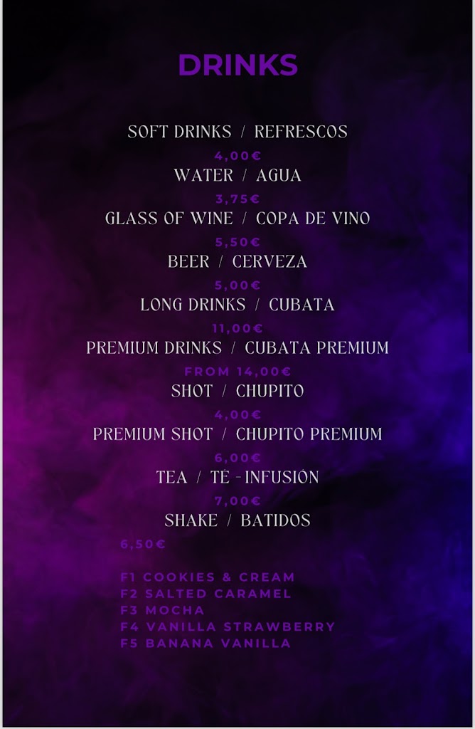Fumee Shisha Lounge & Cocktail bar Barcelona — Carta