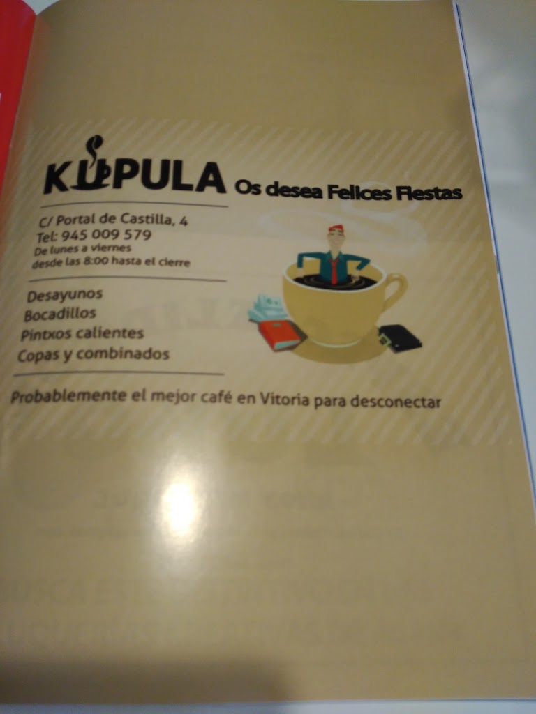 Cafeteria Kupula — Carta