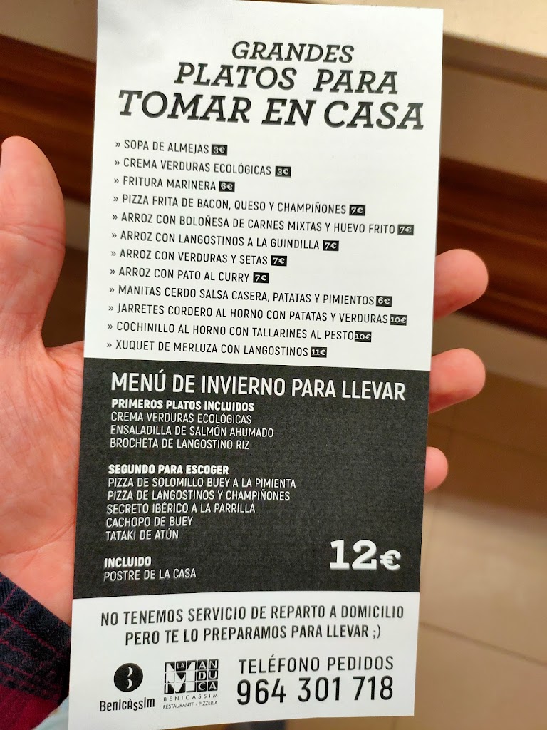 Restaurante La Manduca — Carta