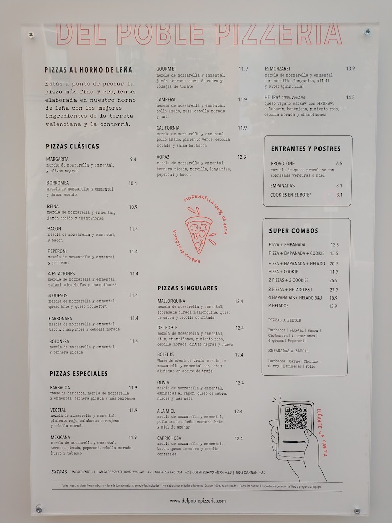 Del Poble Pizzeria Mostoles — Carta