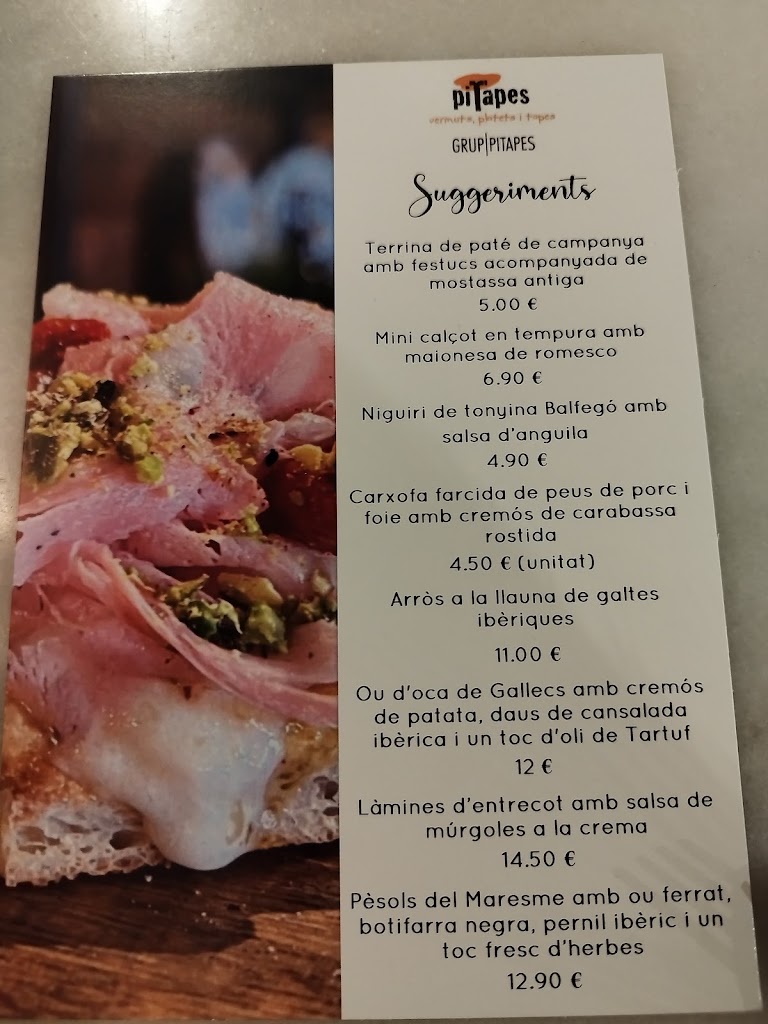 Restaurant Pitapes — Carta