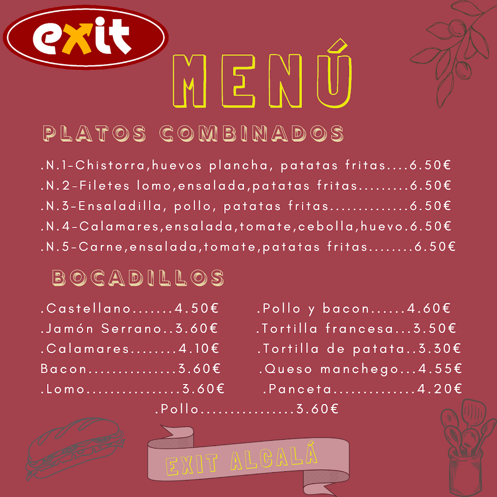Cafeteria Exit Alcala — Carta