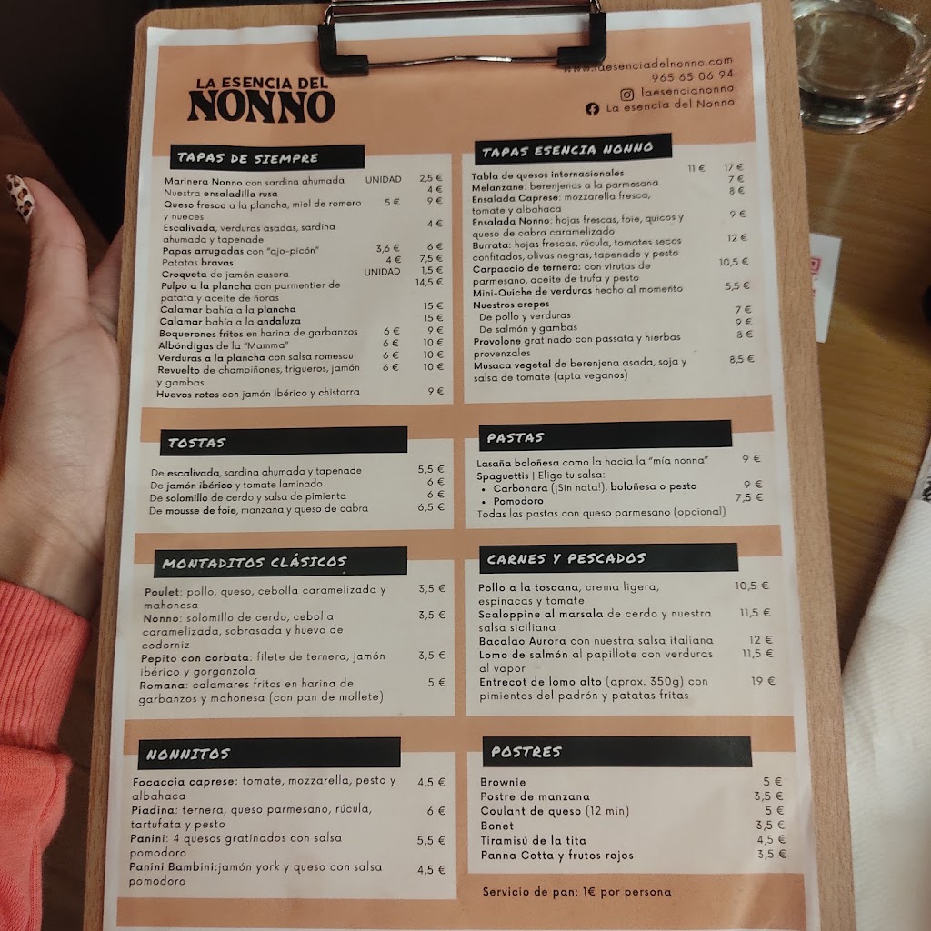 La Esencia del Nonno — Carta