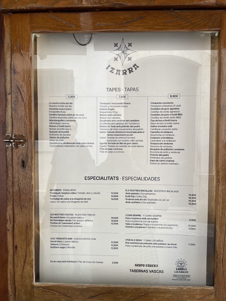 IZARRA TABERNA VASCA — Carta