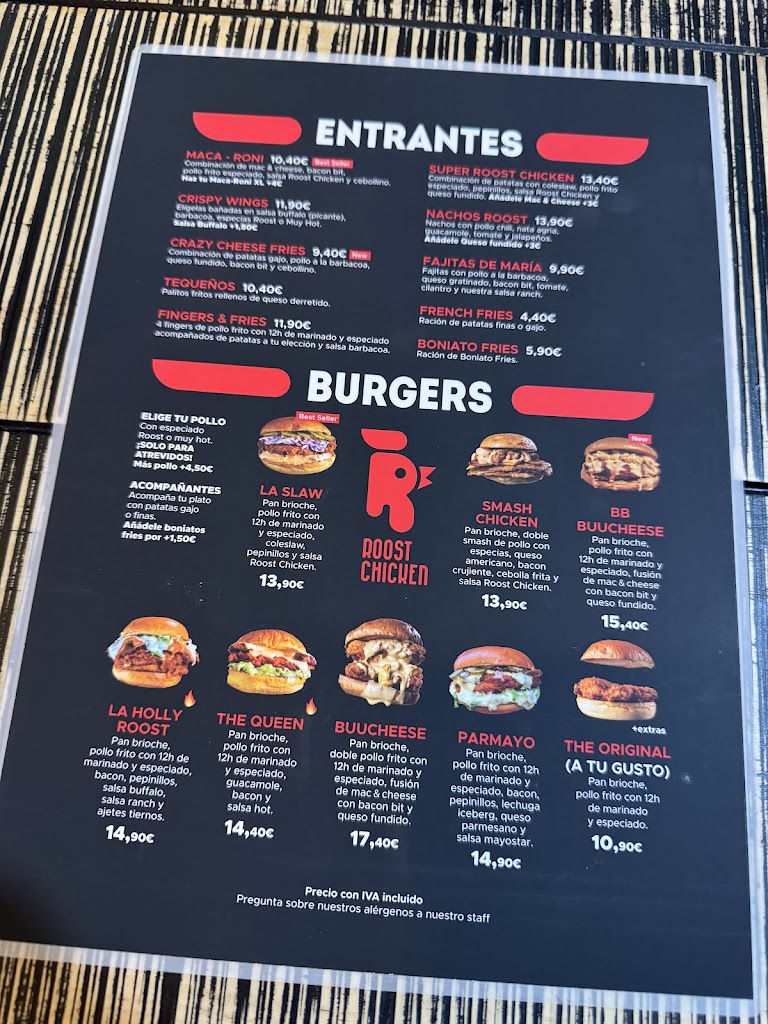 Roost Chicken Parquesur — Carta