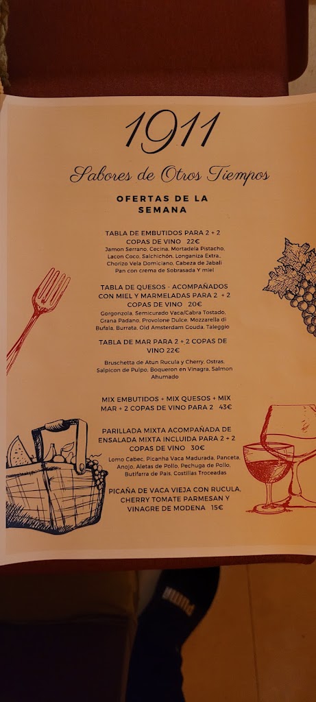 1911 Sabores de otros tiempos (Nueva Gestion) — Carta