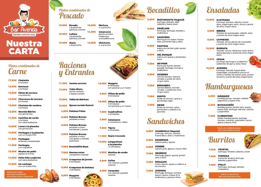 Bar Restaurante Avenida — Carta