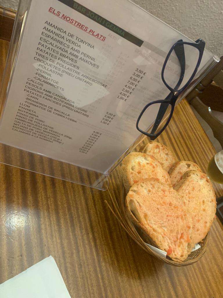 Bar Joan&Gemma — Carta