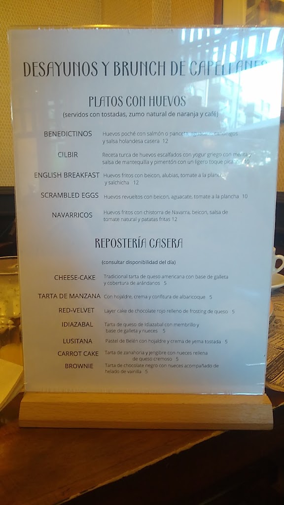 Bistro de Capellanes — Carta