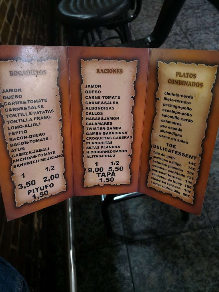 Cafe - Bar Las Torres — Carta