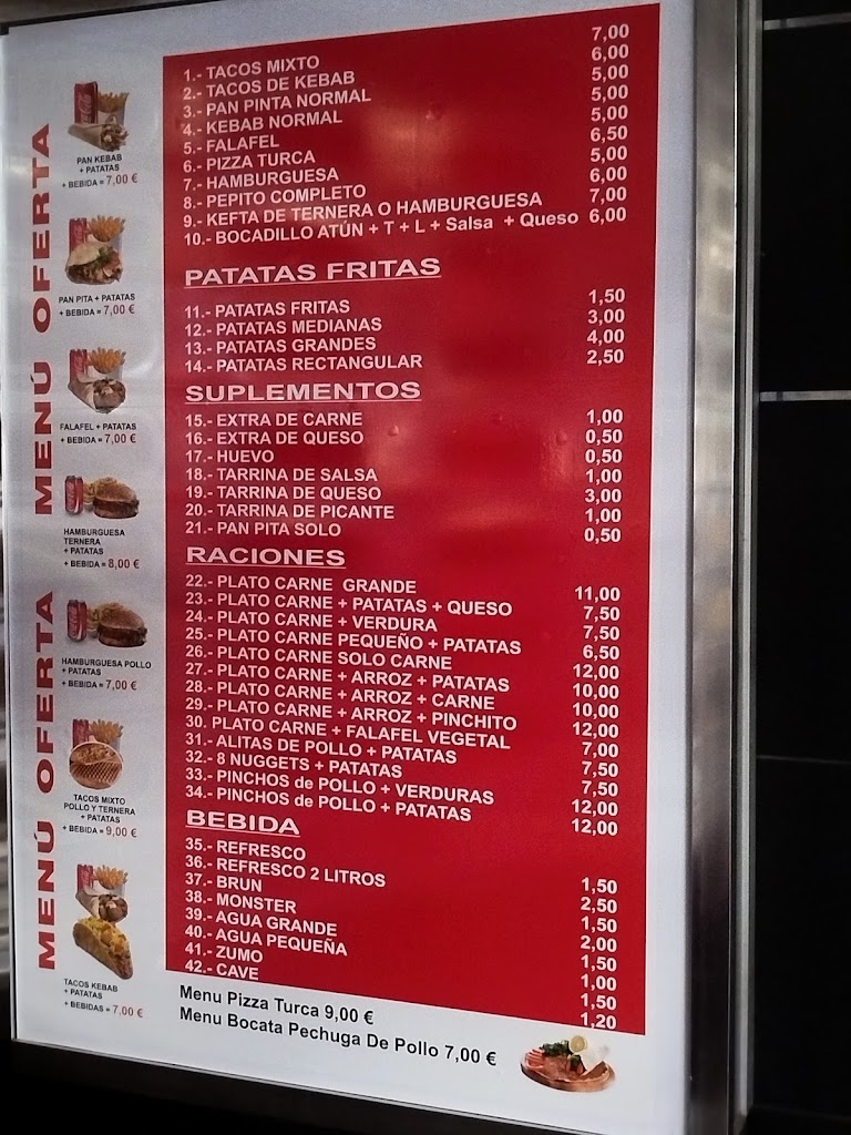 Kebab Akram de Larache Motril — Carta