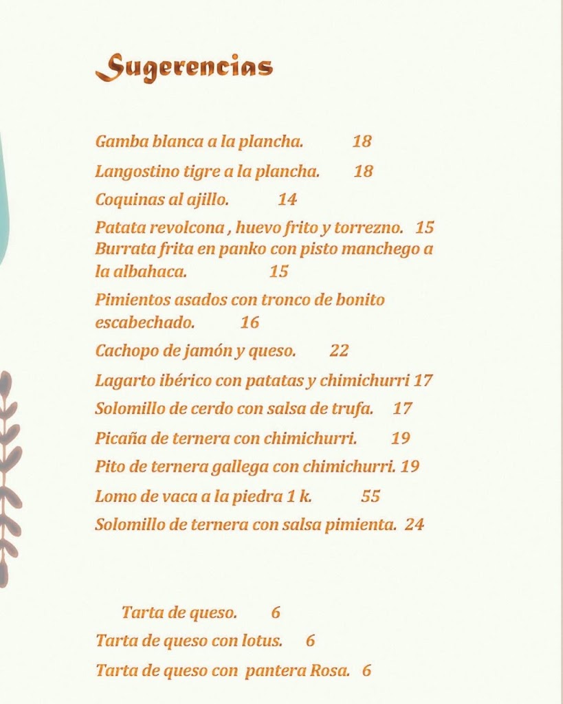 Papaventos Restaurante — Carta