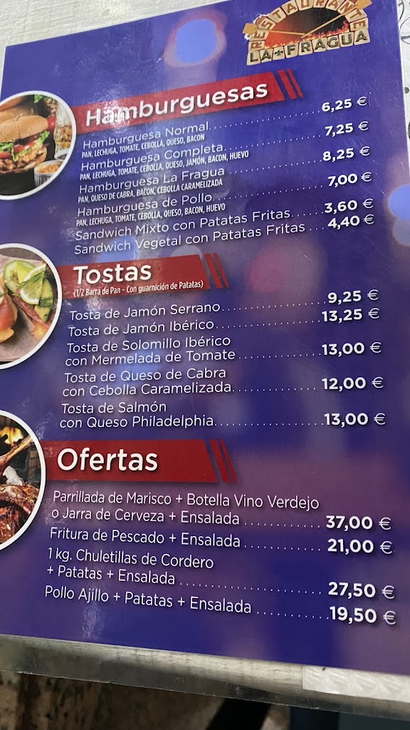 Restaurante La Fragua de Leganes — Carta