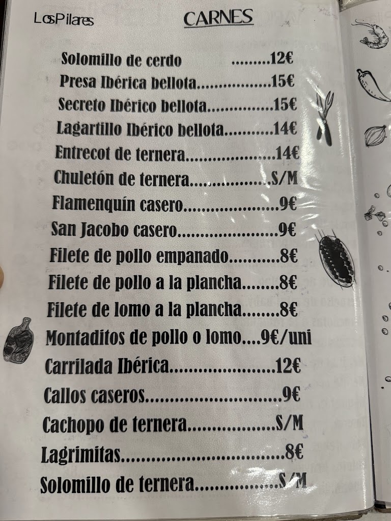 Bar Los Pilares — Carta