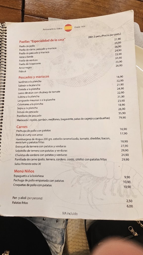 Restaurant La Solera — Carta