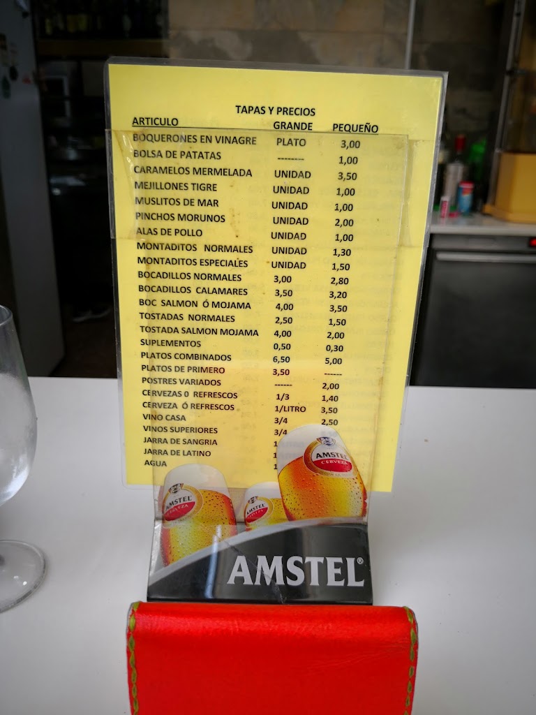 Bar los Buenos Amigos — Carta