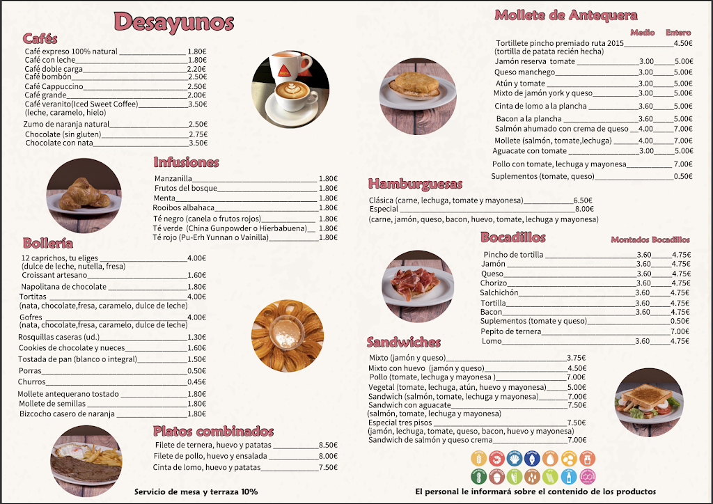 Churreria-Cafeteria La Parada — Carta