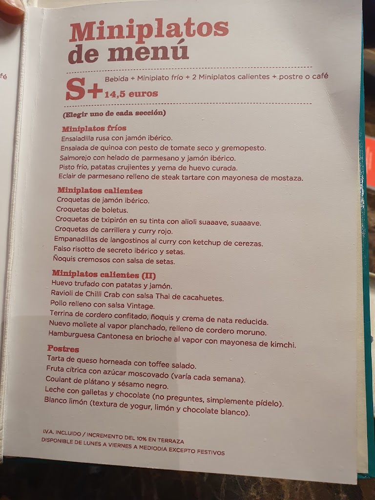Ochenta Grados Bilbao — Carta