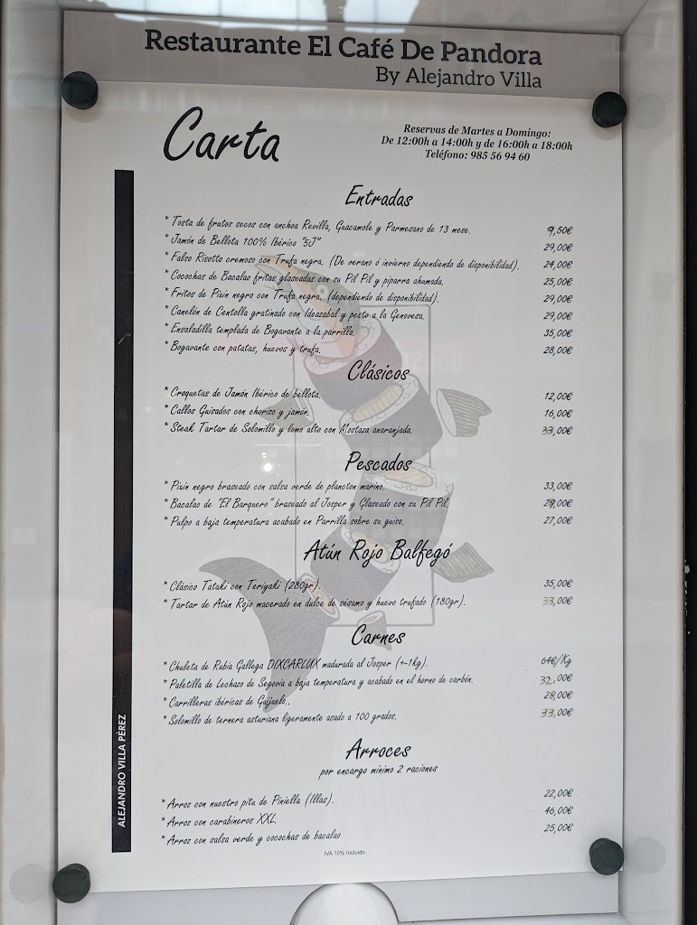 El Pandora — Carta