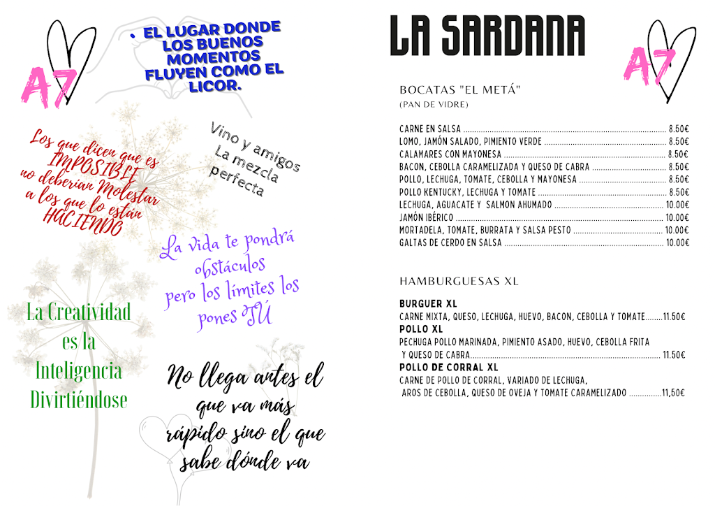 Bar La Sardana — Carta