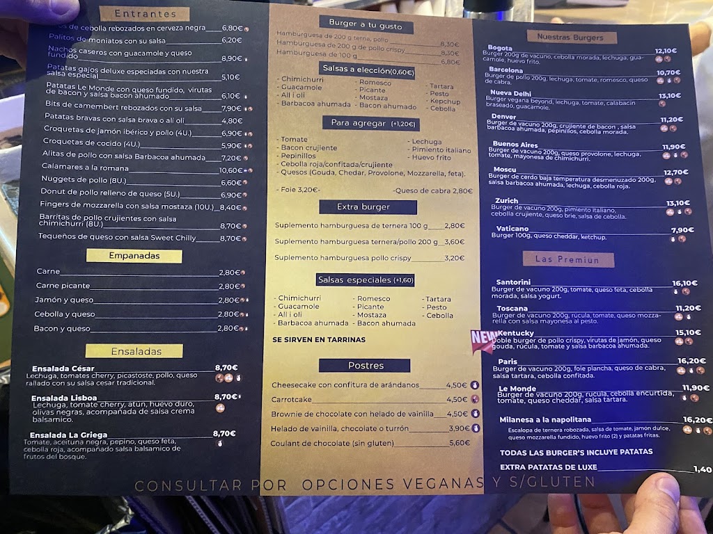 Burger Le Monde — Carta