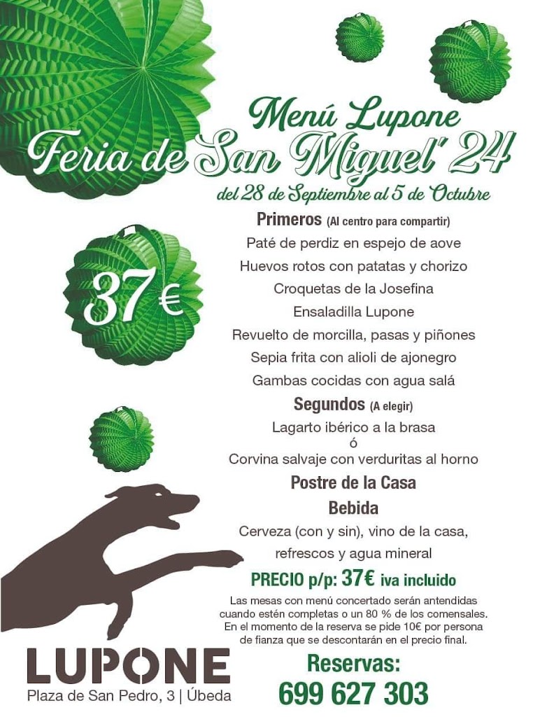 Bar restaurante LUPONE — Carta