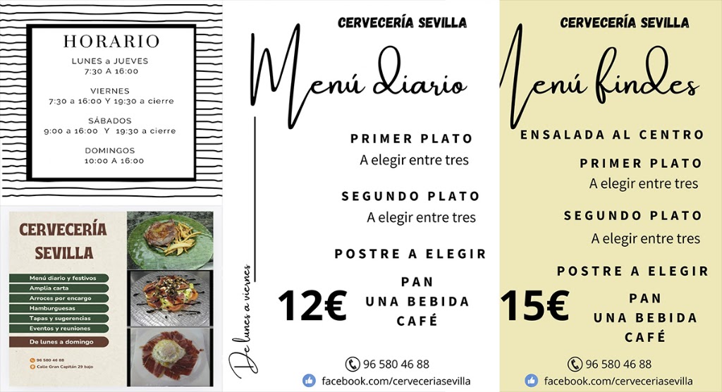 Cerveceria Bar Sevilla — Carta