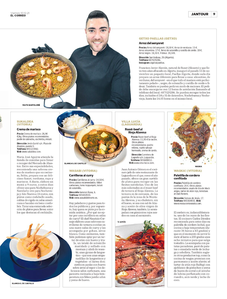 Getxo Paellas — Carta