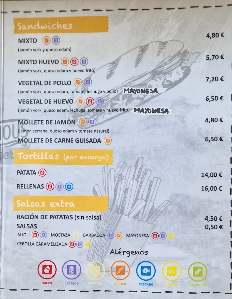 Bar Varyarte — Carta