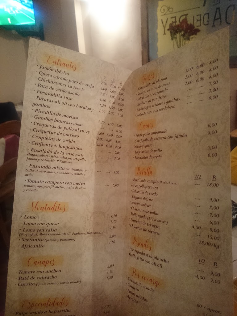 Meson la Posada del Rey — Carta