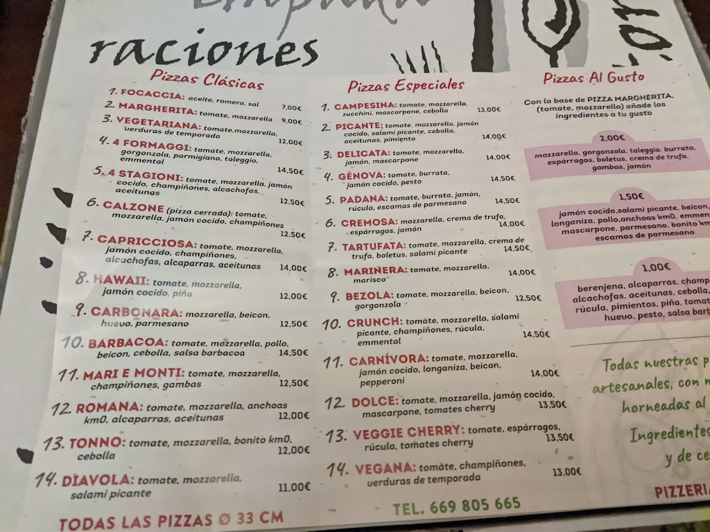 Pizzeria Crunch — Carta