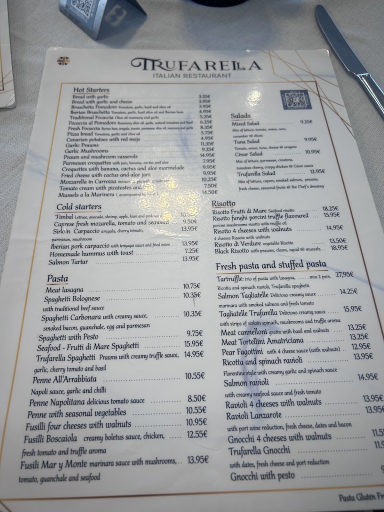 Restaurante Trufarella — Carta