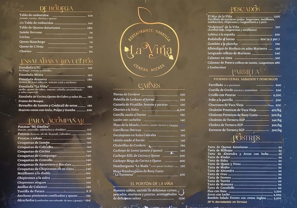 Restaurante-Parrilla La Vina — Carta