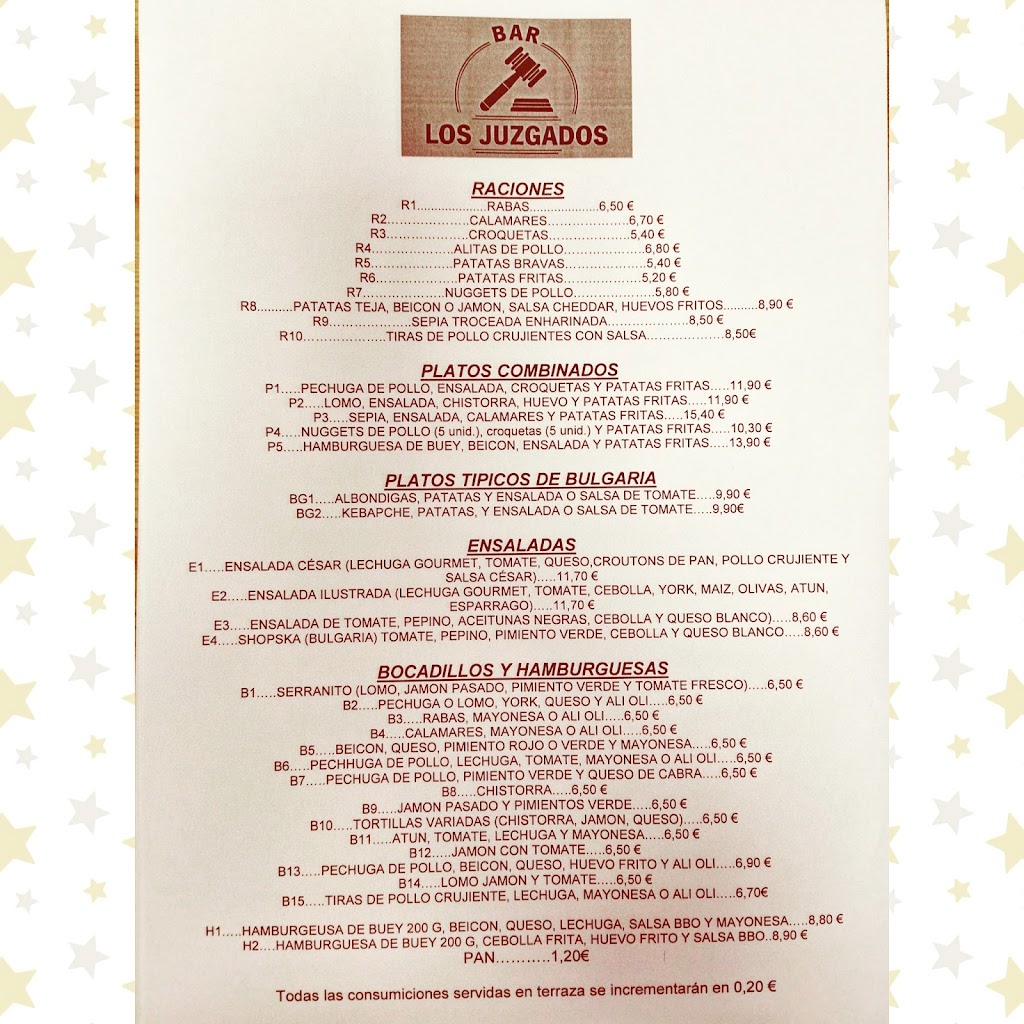 BAR LOS JUZGADOS — Carta