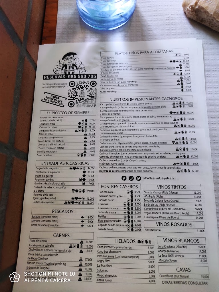 Restaurante Casa Patxi — Carta