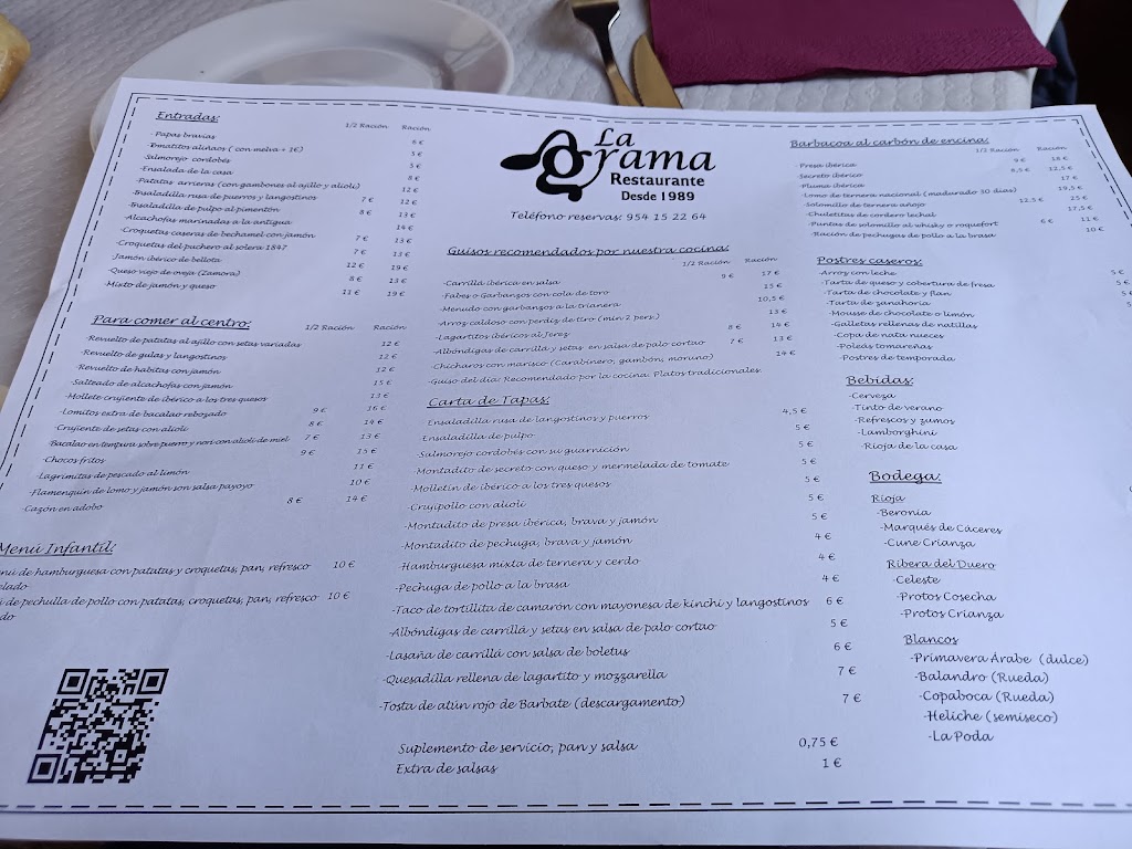 Restaurante La Grama — Carta