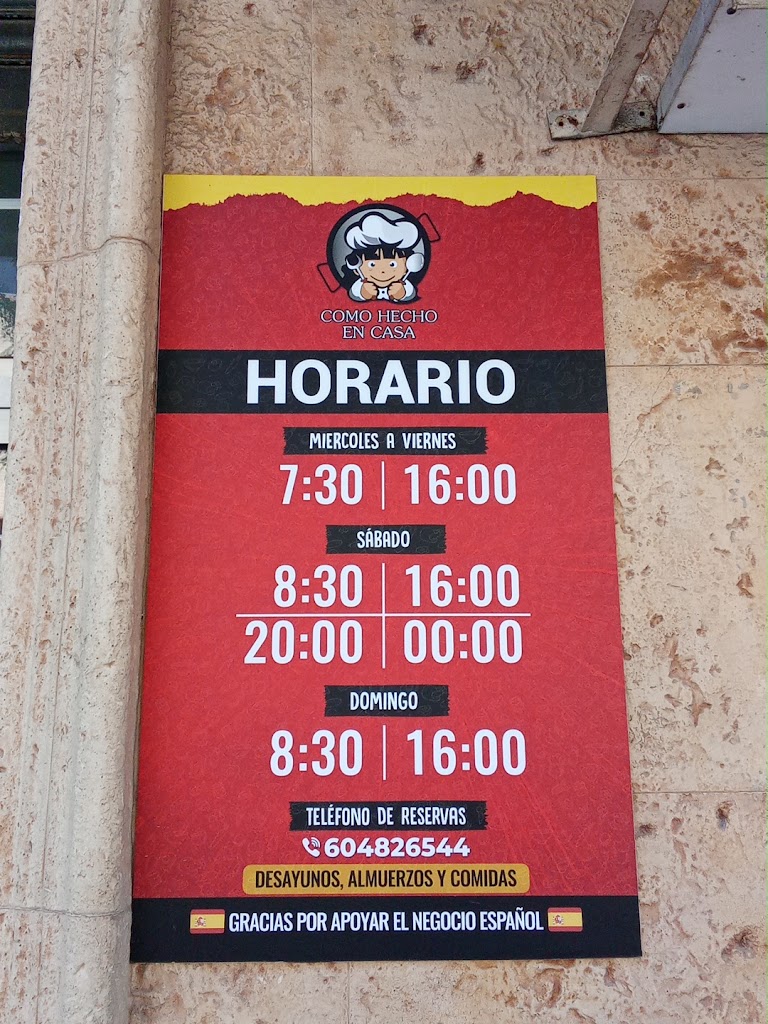 Como hecho en casa — Carta