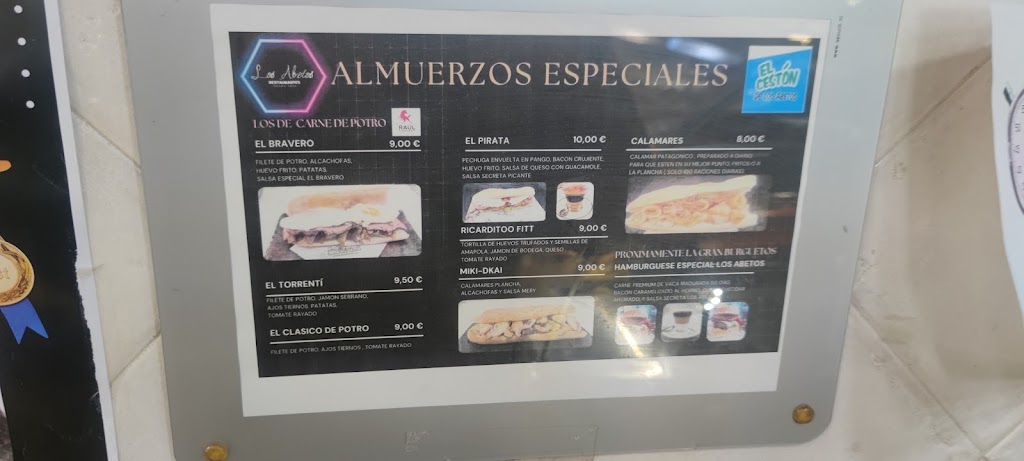 Restaurante Los Abetos 2 — Carta